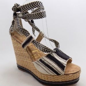 Sam Edelman TREY Black/White/Beaded Wedge 8.5M